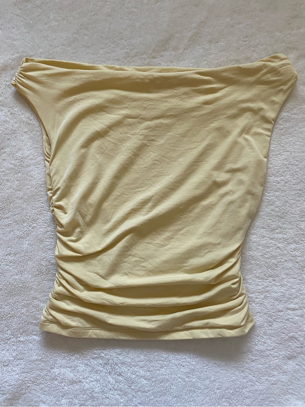 Abercrombie and Fitch Off The Shoulder Ruched Top Yellow